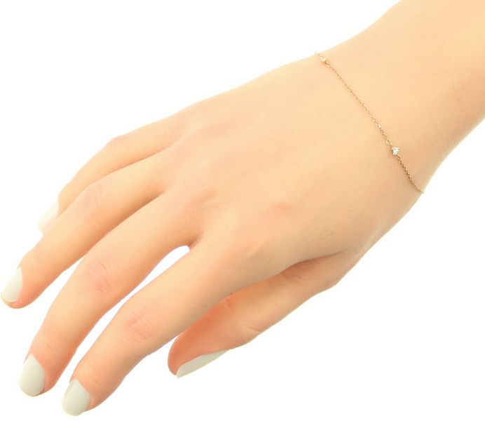 4℃ ブレスレット ダイヤ ステーション ハート K10PG 