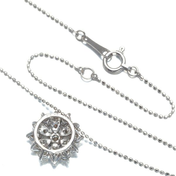 ダイヤ 0.50ct フラワー 透かし ネックレス K18WG 