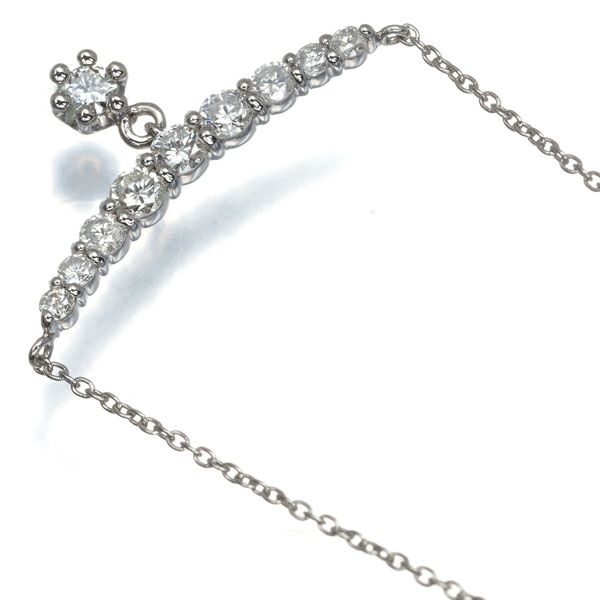 ダイヤ 0.50ct ライン 揺れる ネックレス Pt900/Pt850 