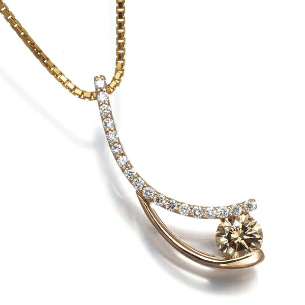 ブラウン&クリア&イエロー ダイヤ 1.00ct スリーカラー 7WAY ネックレス K18YG/WG/PG