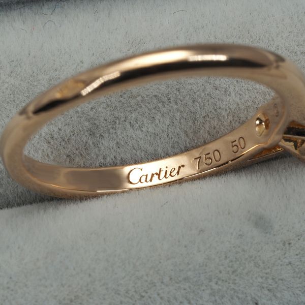 カルティエ リング ダイヤ 0.18ct E VVS2 EX 1895 ソリテール 50号 K18PG 鑑定書