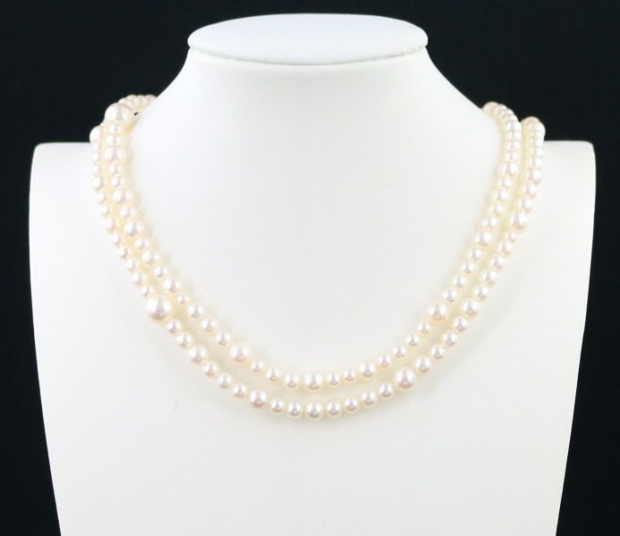 ミキモト ネックレス アコヤ真珠 3.6-7.4mm  88cm ロング K14WG 