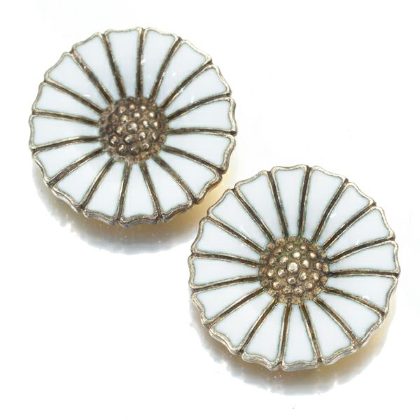 ジョージジェンセン ピアス  デイジーフラワー シルバー 925/エナメル 