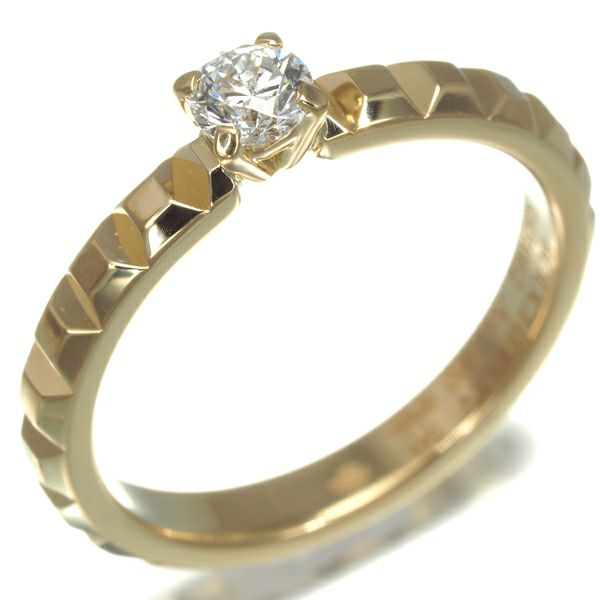 ブシュロン リング ダイヤ 0.20ct ポワントドディアマン クルドパリ ソリテール 50号 K18YG 鑑定書
