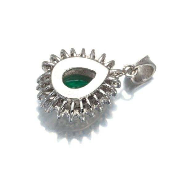 エメラルド 0.52ct ダイヤ 0.28ct ティアドロップ クラシック ペンダントトップ Pt900 