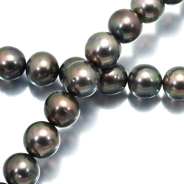 タサキ ネックレス ブラックパール 黒蝶真珠 10.0-12.0mm   K14WG 