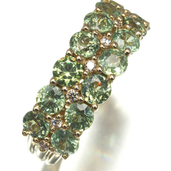 デマントイドガーネット 3.20ct ダイヤ 0.09ct   リング K18YG ソーティング