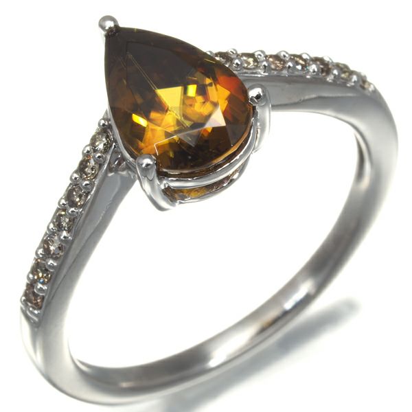 スフェーン 1.20ct ダイヤ 0.10ct   リング K18WG 