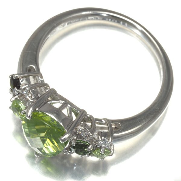 ペリドット 1.67ct/0.17ct ダイヤ 0.11ct トルマリン 0.15ct  リング Pt900 