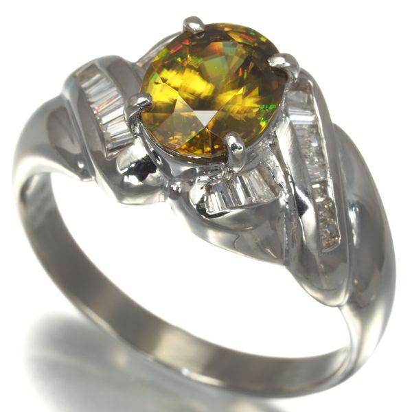 スフェーン 1.50ct ダイヤ 0.26ct  リング Pt900 