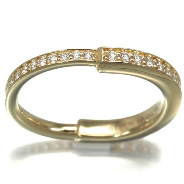 ティファニー リング フル ダイヤ 0.36ct ロック 14号 K18YG 