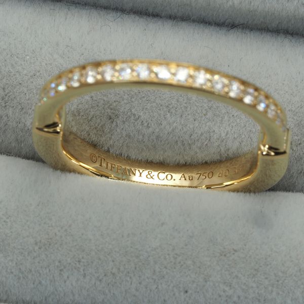 ティファニー リング フル ダイヤ 0.36ct ロック 14号 K18YG 