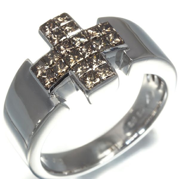 レ・エッセンシャル リング ブラウンダイヤ 0.65ct ミステリーセッティング クロス 11.5号 K18WG 