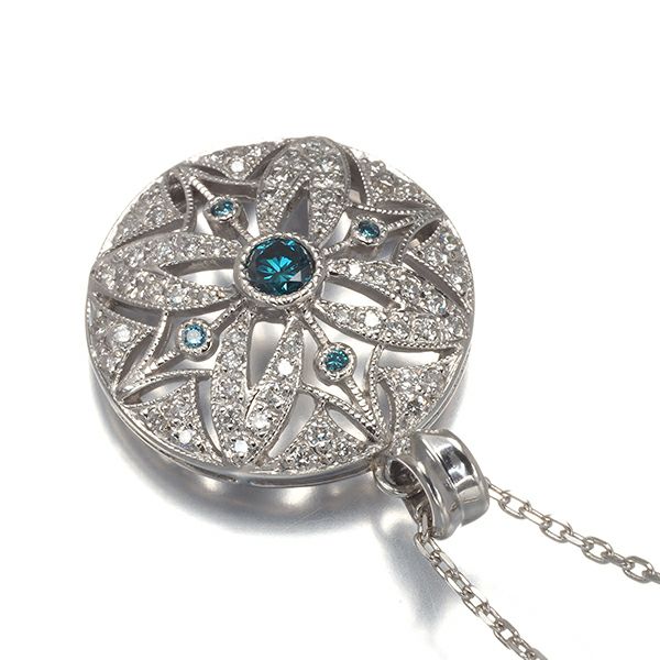 ダイヤ 0.25ct/0.65ct サークル ミルグレイン  ネックレス Pt900/Pt850 