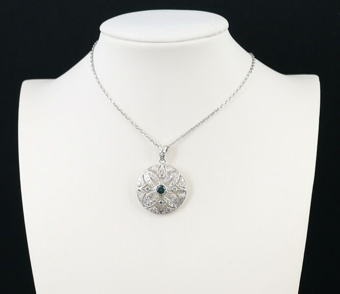 ダイヤ 0.25ct/0.65ct サークル ミルグレイン  ネックレス Pt900/Pt850 