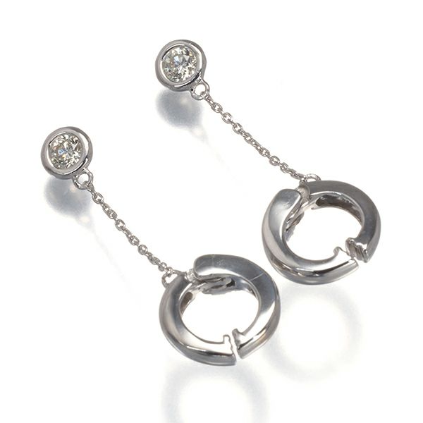 ダイヤ 0.10ct/0.10ct ピアリング フープ  イヤリング K18WG 