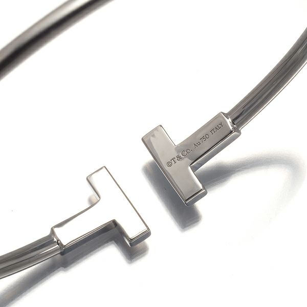 ティファニー ブレスレット  Tワイヤー バングル K18WG 