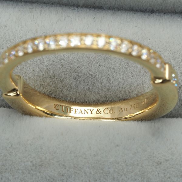 ティファニー リング ダイヤ 0.38ct ロック 14号 K18YG 