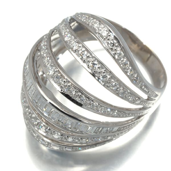 ダイヤ 2.41ct 2種カット 7ロウ リング K18WG 