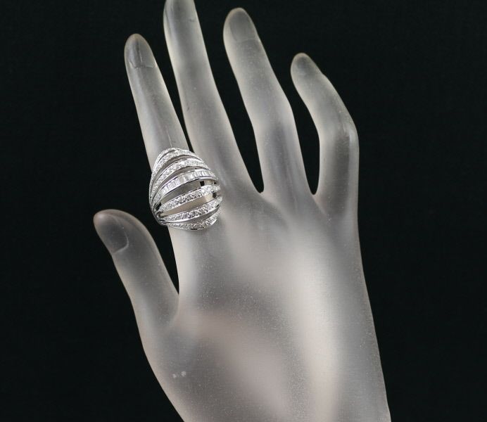 ダイヤ 2.41ct 2種カット 7ロウ リング K18WG 
