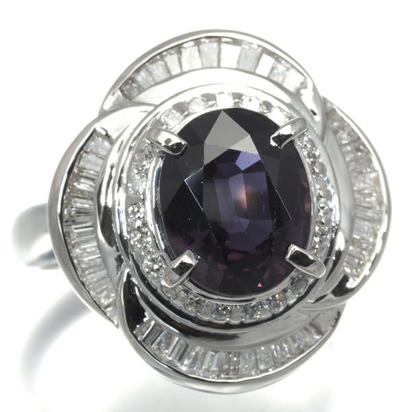 カラーチェンジサファイア 3.29ct ダイヤ 0.70ct クラシック リング Pt900 ソーティング