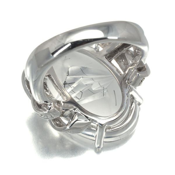 ルチルクォーツ 8.48ct ダイヤ 0.10ct 特殊カット ムンシュタイナー リング K18WG 