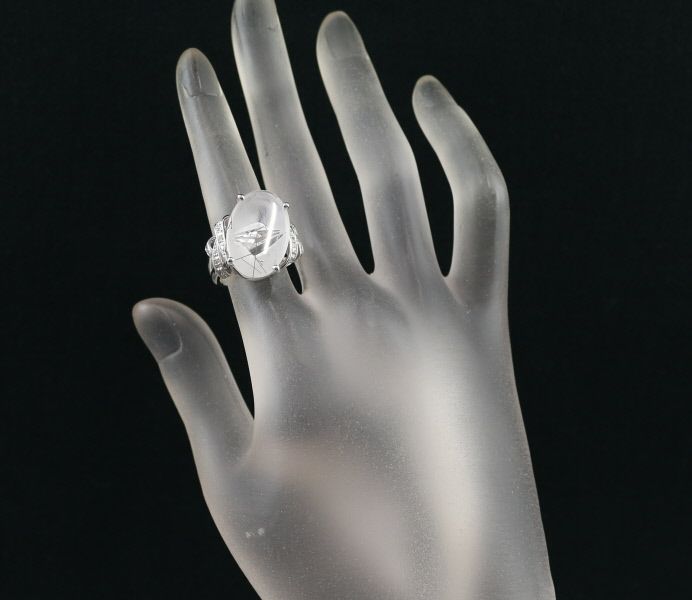 ルチルクォーツ 8.48ct ダイヤ 0.10ct 特殊カット ムンシュタイナー リング K18WG 