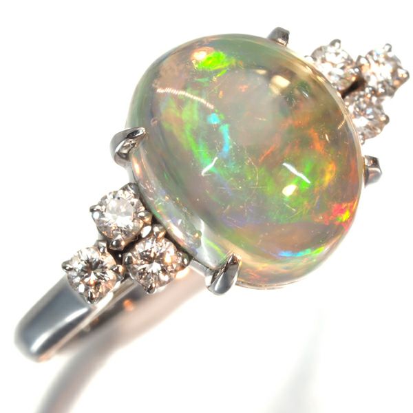 ウォーターオパール 3.21ct ダイヤ   リング Pm 