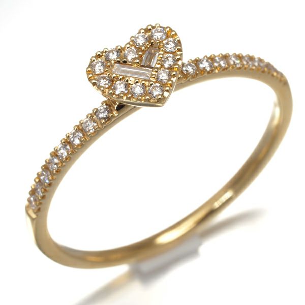 ベルシオラ リング ダイヤ 0.22ct  ハート ハーフエタニティ 2種カット 20号 K18YG 