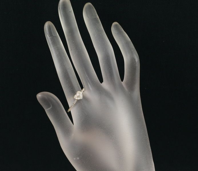 ベルシオラ リング ダイヤ 0.22ct  ハート ハーフエタニティ 2種カット 20号 K18YG 