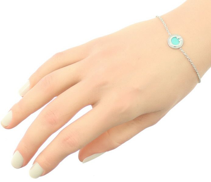 ティファニー ブレスレット ターコイズ ダイヤ T TWO サークル K18WG 