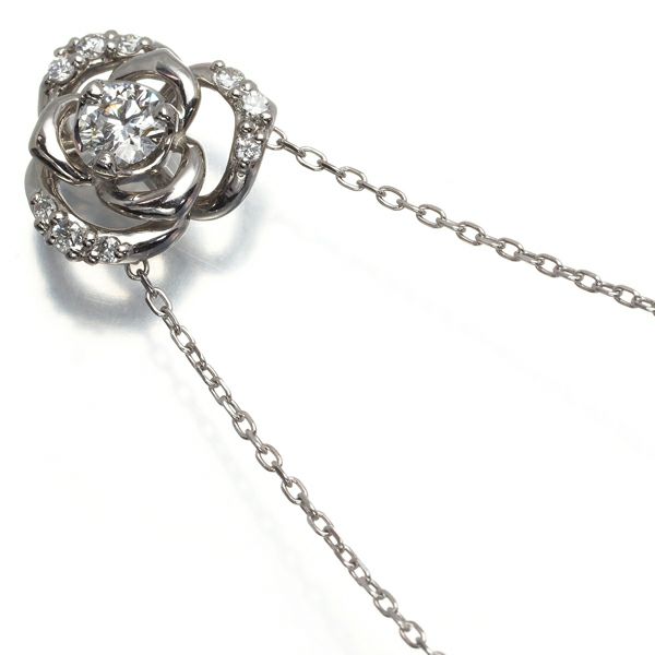 ヴァンドーム ネックレス ダイヤ 0.158ct/0.07ct フラワー バラ 透かし Pt950/Pt850 