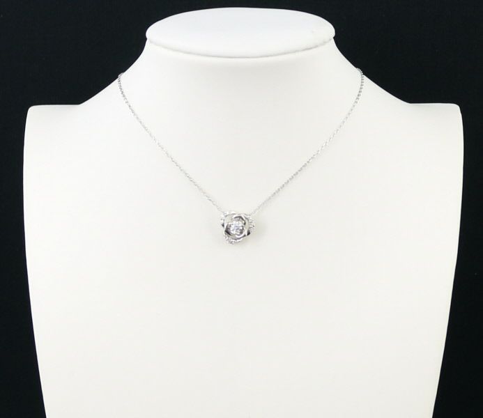 ヴァンドーム ネックレス ダイヤ 0.158ct/0.07ct フラワー バラ 透かし Pt950/Pt850 