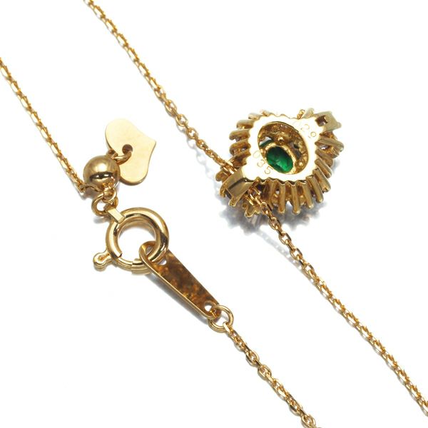 エメラルド 0.35ct ダイヤ 0.29ct ネックレス K18YG 