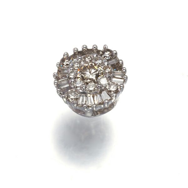ダイヤ 0.20ct サークル 2種カット ペンダントトップ K18WG 
