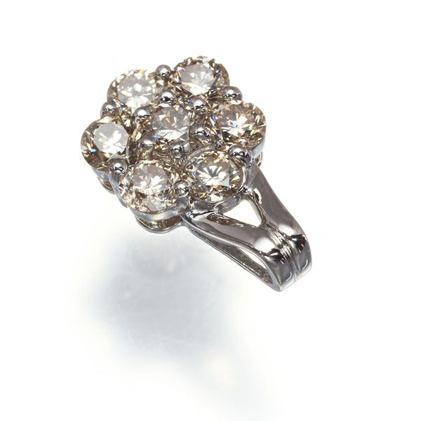 ブラウンダイヤ 1.00ct フラワー ペンダントトップ Pt900 