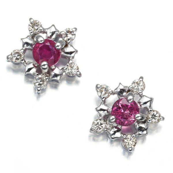 ルビー 0.16ct/0.16ct ダイヤ 0.09ct/0.09ct ピアス K18WG 