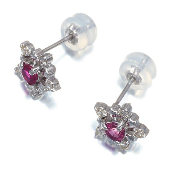 ルビー 0.16ct/0.16ct ダイヤ 0.09ct/0.09ct ピアス K18WG 