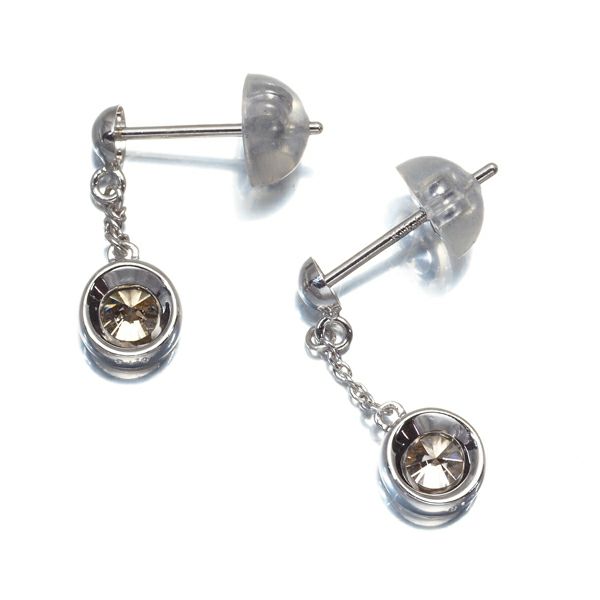 ブラウンダイヤ 0.18ct/0.18ct 一粒 揺れる ピアス K18WG 