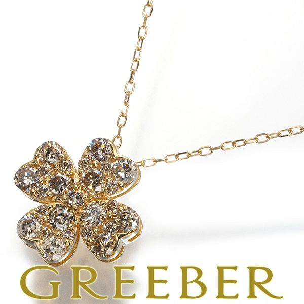 ダイヤ 1.00ct フラワー  ネックレス K18YG 