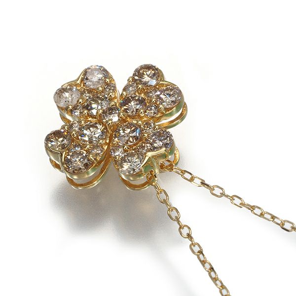 ダイヤ 1.00ct フラワー  ネックレス K18YG 