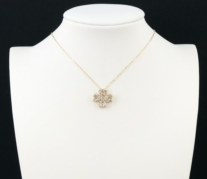 ダイヤ 1.00ct フラワー  ネックレス K18YG 