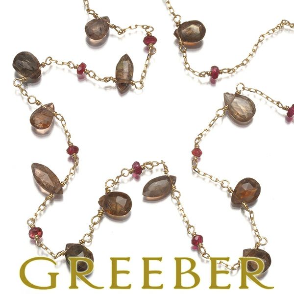 アガット ネックレス トルマリン  ステーション K10YG 