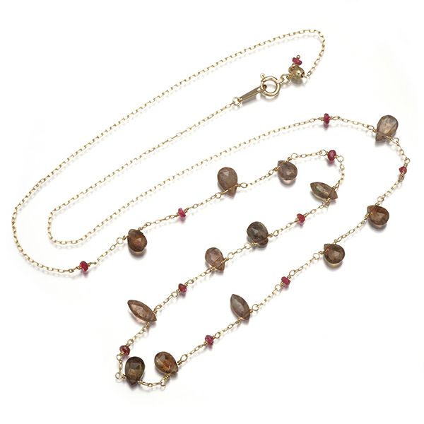 アガット ネックレス トルマリン  ステーション K10YG 