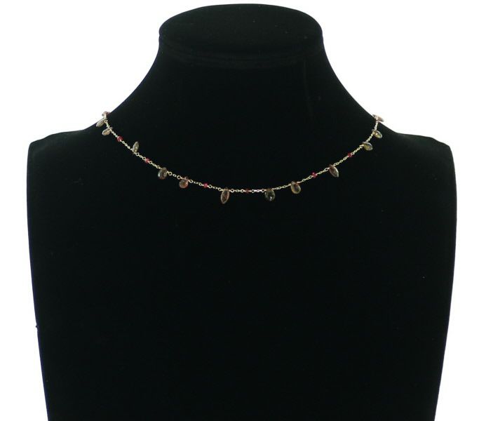 アガット ネックレス トルマリン  ステーション K10YG 