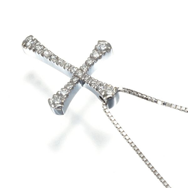ヴァンドーム ネックレス ダイヤ 0.15ct  クロス K18WG 