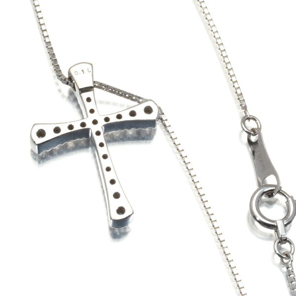 ヴァンドーム ネックレス ダイヤ 0.15ct  クロス K18WG 