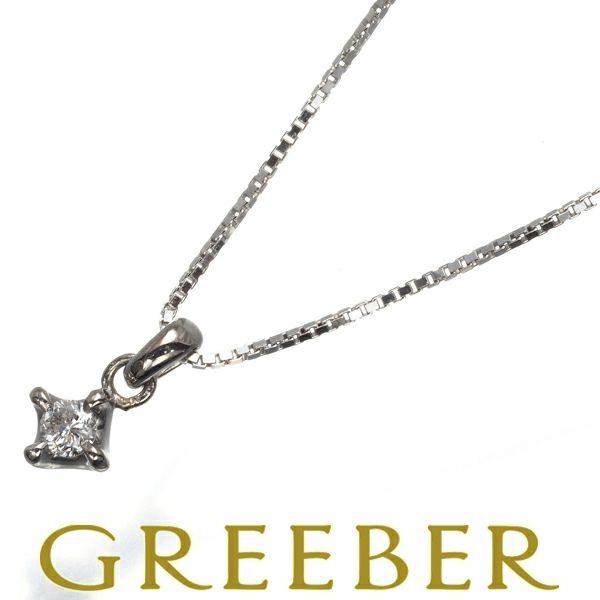 アガット ネックレス ダイヤ 0.05ct 一粒 K18WG 