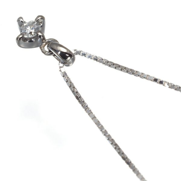 アガット ネックレス ダイヤ 0.05ct 一粒 K18WG 