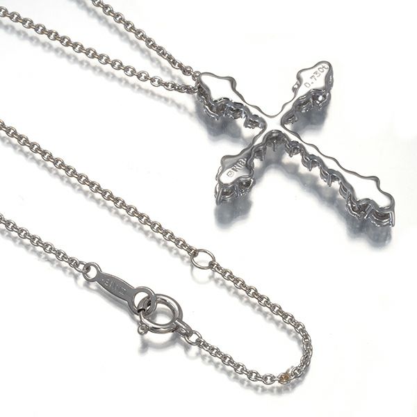 ミキモト ネックレス ダイヤ 0.73ct  クロス K18WG 
